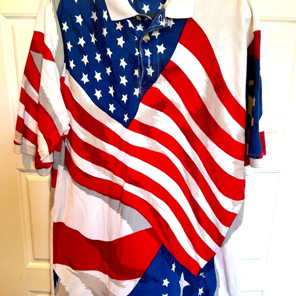 Vintage Divots Men’s Medium Relaxed American Flag Polo Shirt - Picture 1 of 4